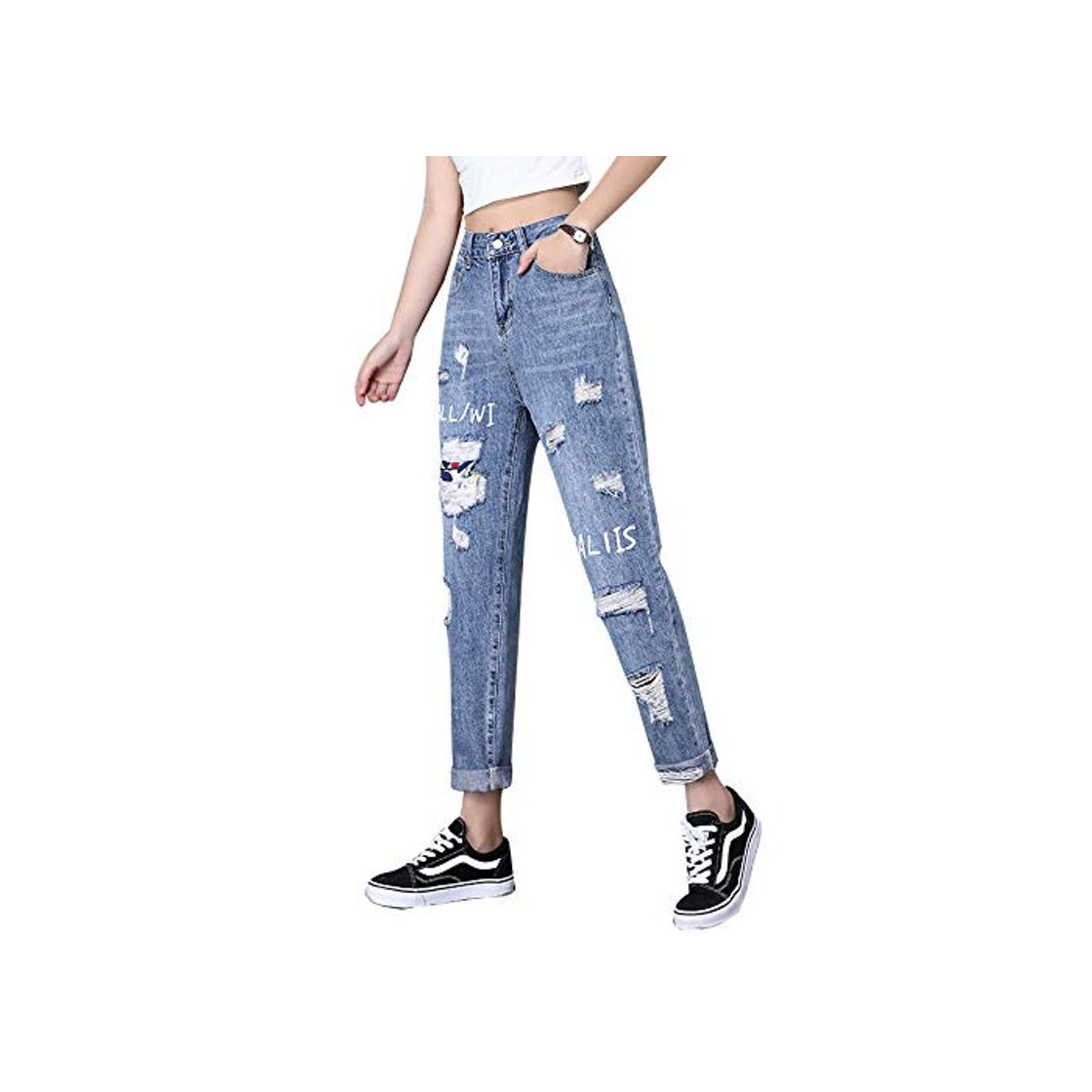 Producto XACXYDP Ripped Jeans La Cintura Alta De Las Mujeres Era Delgada Y