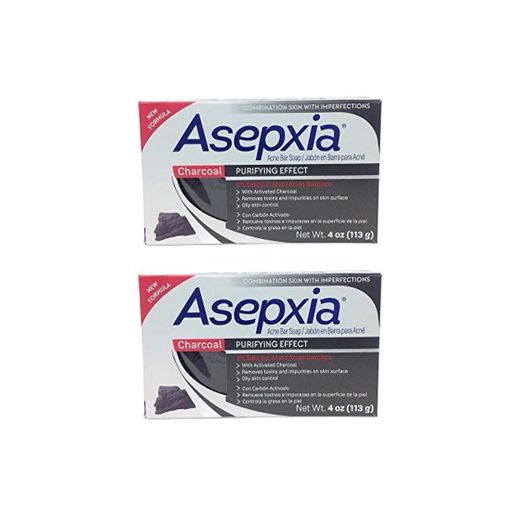 Jabón Para el Acné Asepxia con Carbón Activado y Ácido Salicílico – Pack de 2 x 113g