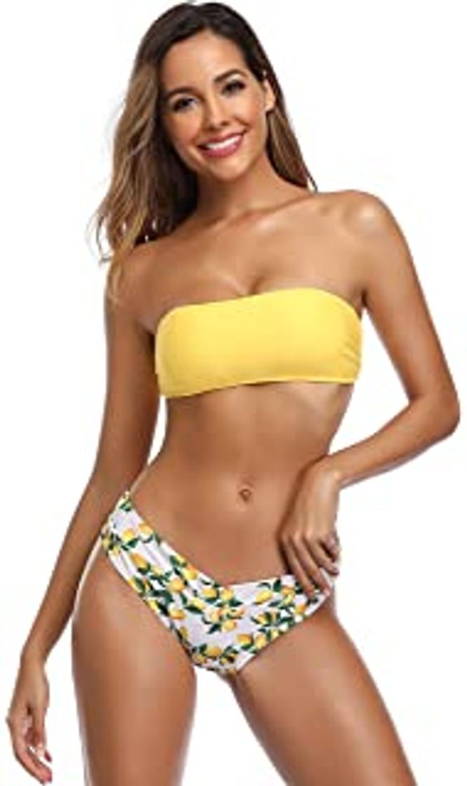 Producto SHEKINI Mujer Bikini Top de Tubo Traje de Baño Dividido Cuello Colgando