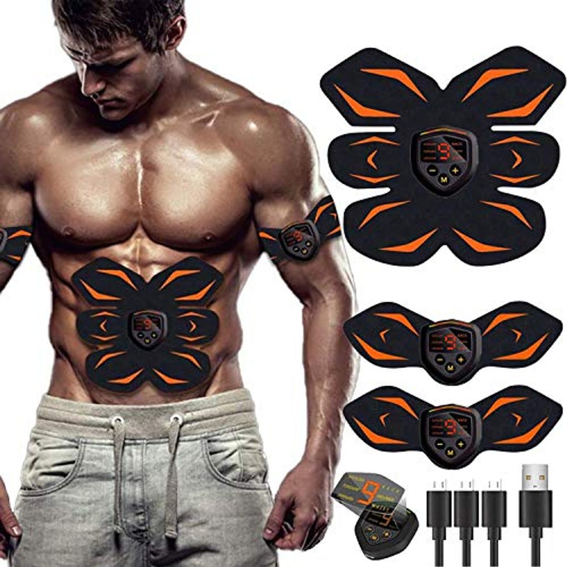 Social Electroestimulador Muscular, Abdominales Cinturón, Estimulador Muscular Abdominales, Masajeador Eléctrico Cinturón con USB,