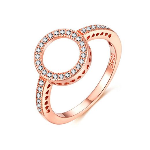 Presentski Cubic Zirconia 925 Sterling Silver Rose Gold Ring Acción de Gracias Regalo para Mujeres Damas Niñas