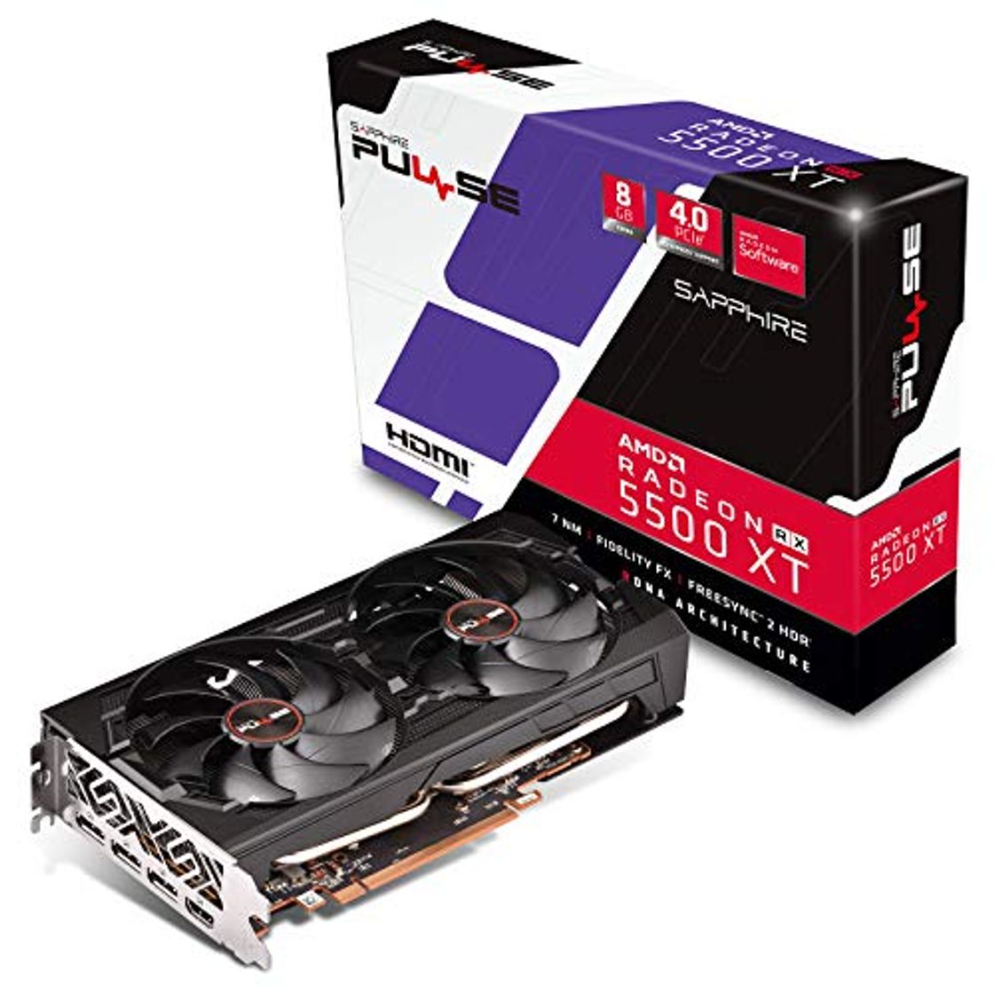 Producto Sapphire AMD Radeon RX 5500 XT Pulse OC 8GB GDDR6 Tarjeta gráfica