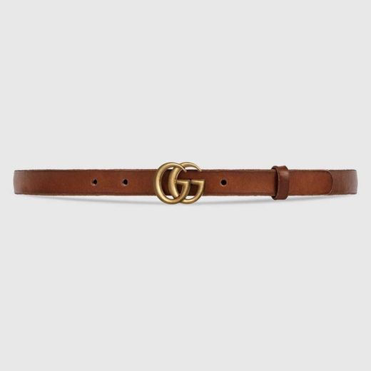 Leather belt with Double G buckle | GUCCI