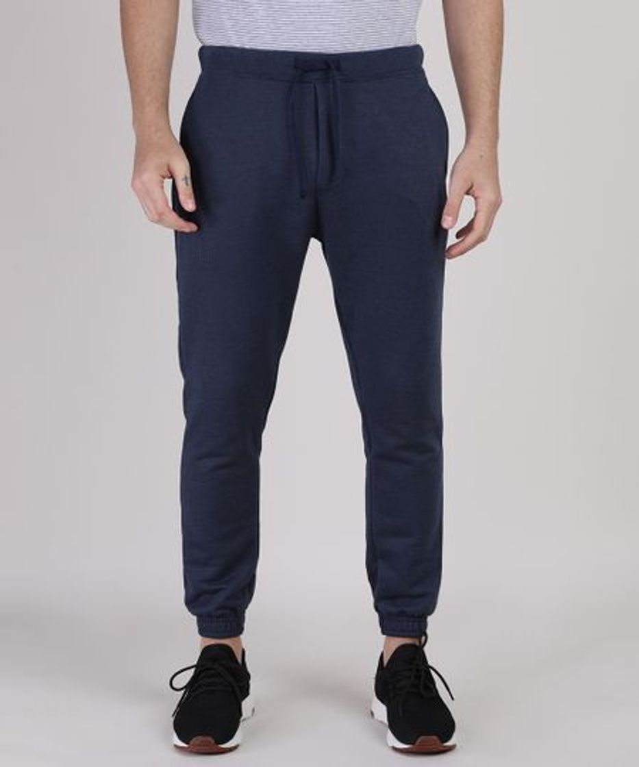 Fashion Calça de Moletom Masculina Jogger Azul Marinho - cea