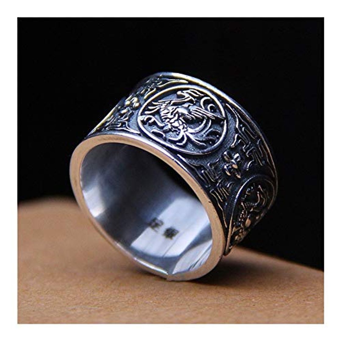 Moda SUIWO S990 plata esterlina de plata ajustable Anillos S990 del pie de plata pura de Tailandia joyas de plata antiguo chino Dragón azul tigre blanco Suzaku Xuanwu Cuatro bestia divina anillo de los hom