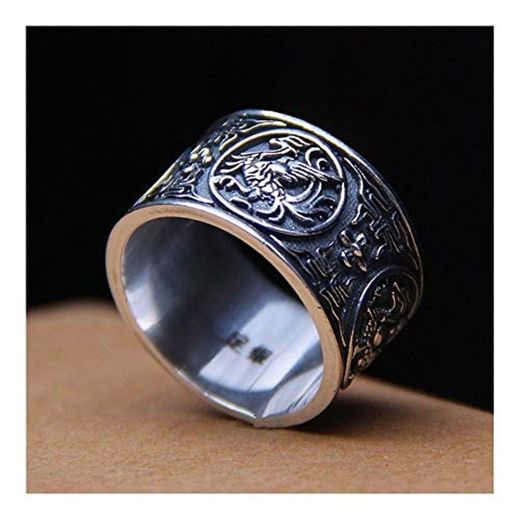 SUIWO S990 plata esterlina de plata ajustable Anillos S990 del pie de plata pura de Tailandia joyas de plata antiguo chino Dragón azul tigre blanco Suzaku Xuanwu Cuatro bestia divina anillo de los hom
