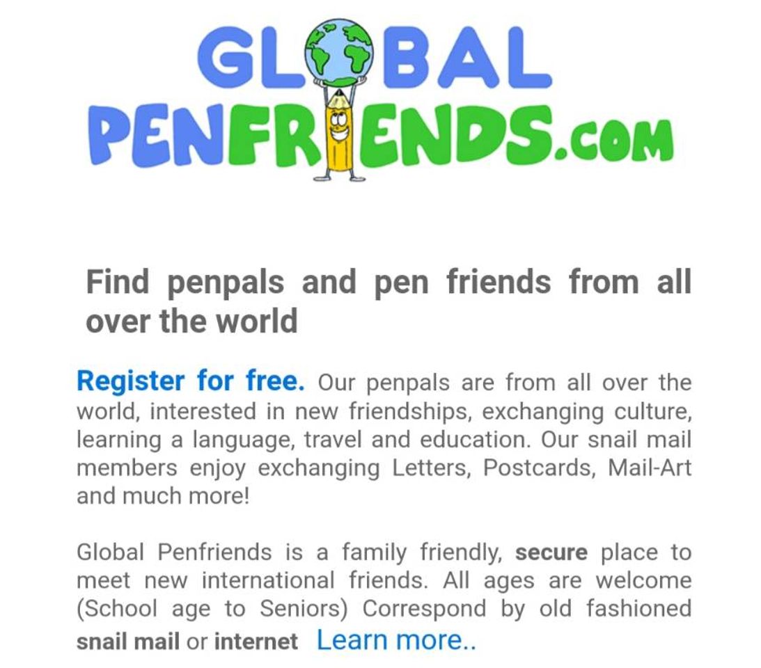 Global Penfriends - Find online friends, Snail mail penpal