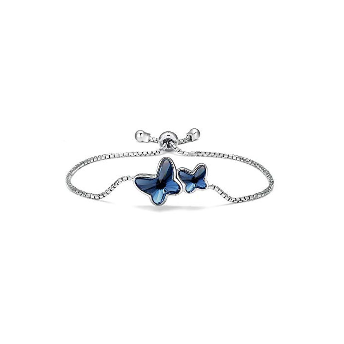 Products T400 Pulsera para Mujer Plata de Ley 925 Brazalete de Mariposas Hecho