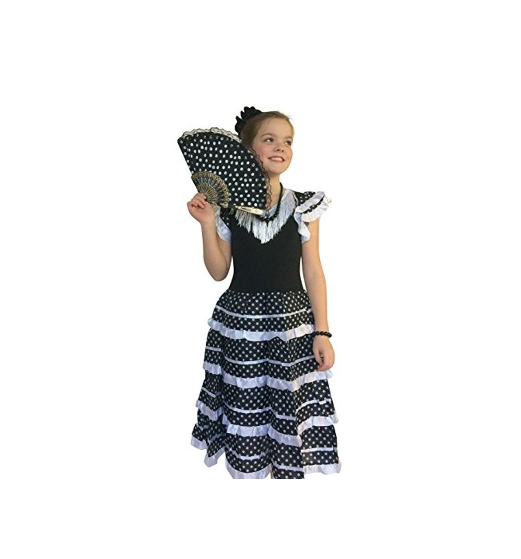 Products La Senorita Vestido Flamenco Español Traje de Flamenca Chica/niños Negro Blanco