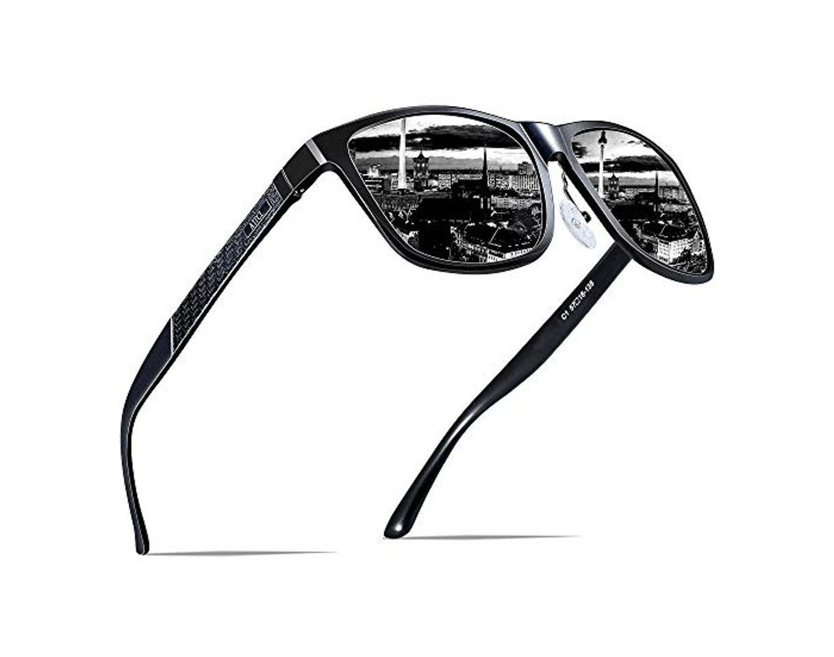 Product ATTCL Hombre Gafas de sol Polarizado Al-Mg Metal Super Ligero Marco 18587black