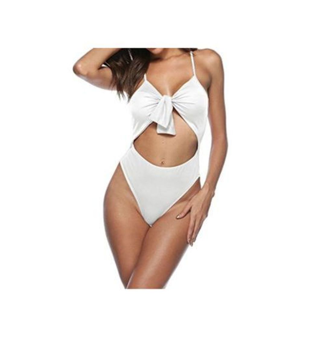 Fashion SUIWO Baño Mujeres Cabestro Bikini de Talle Alto de una Pieza Tankini de la Nadada de los bañadores de Las señoras Nudo del Lazo Frontal de Cintura Alta Correa Ajustable Ropa de Playa de Monokini