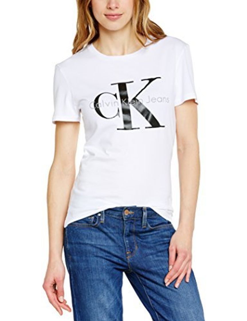 Products Calvin Klein Jeans Damen T-Shirt SHRUNKEN TEE, Camiseta Para Mujer, Blanco