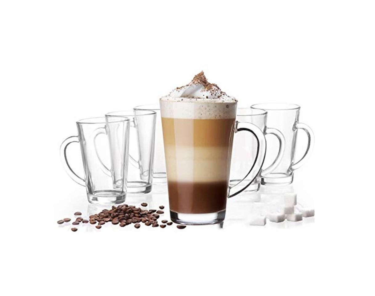 Producto Platinux - Juego de vasos para latte macchiato con mango de cristal