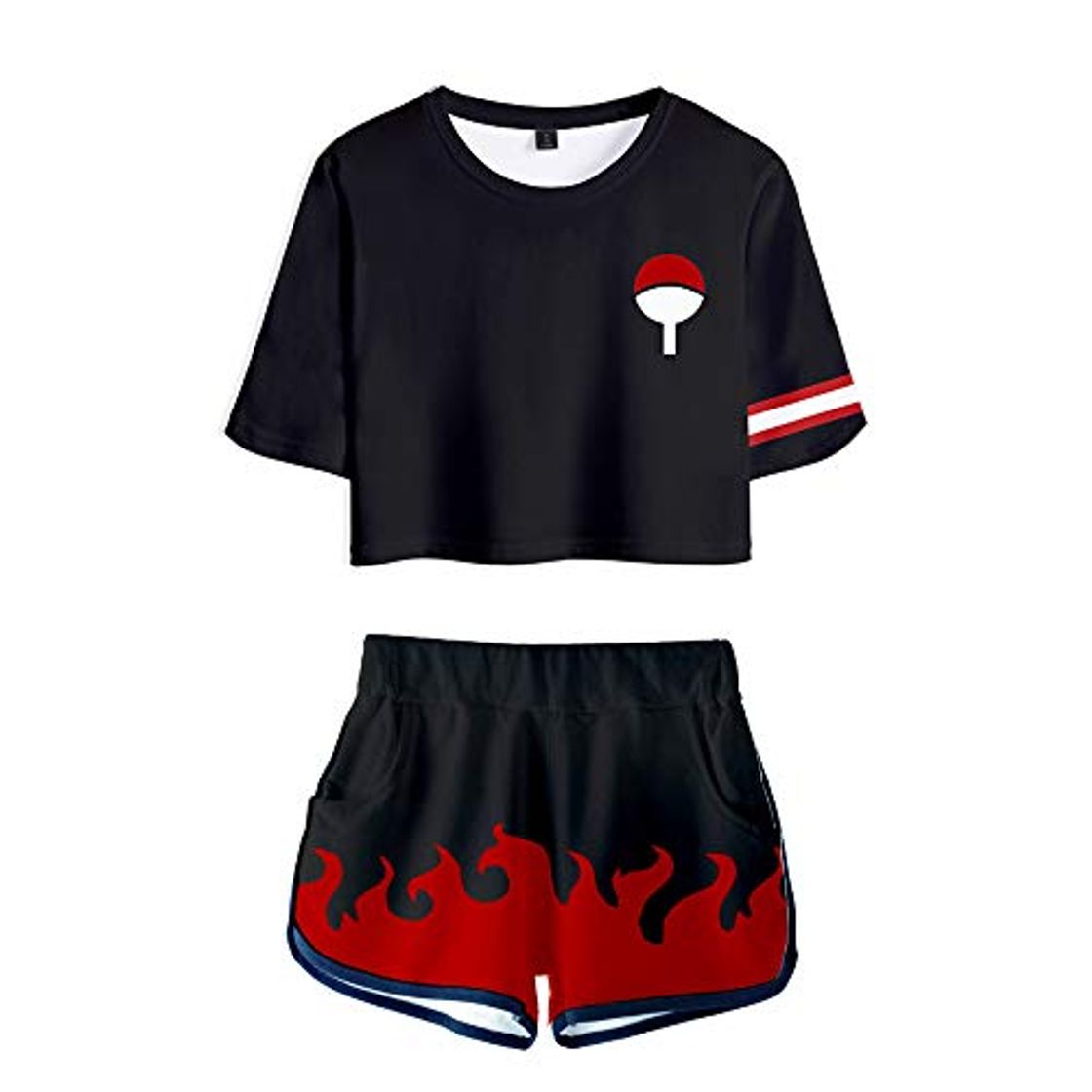 Product Naruto Sets Uchiha Clan Syarinngann Hokage Ninjia Estampado Camiseta Japón Cómico Crop