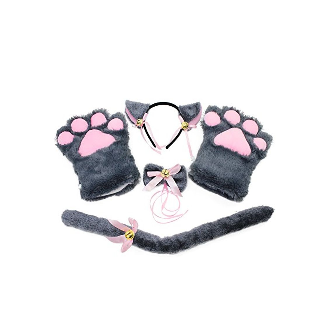 Product KEESIN Conjunto de Cosplay de Gato Guantes de Garra de Felpa Orejas