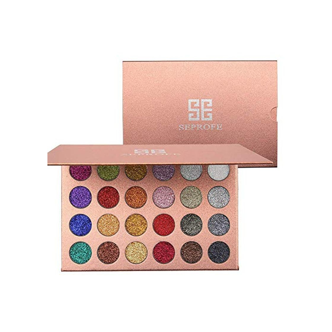 Social Paleta de sombras de ojos con purpurina prensada en 24 colores