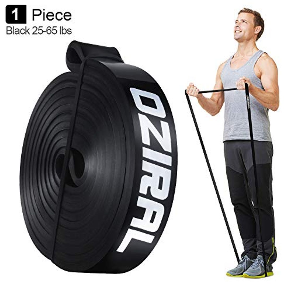 Oziral Bandas Elásticas de Fitness Bandas de Resistencia Cuerda Duradera de Látex Natural para Terapia Yoga Pilates Rehabilitación Deporte Fitness Entrenamiento Negro