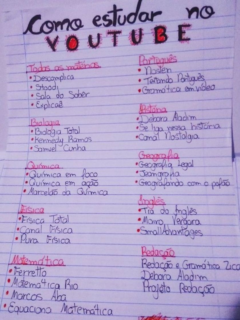 Social Dica de canais para estudar