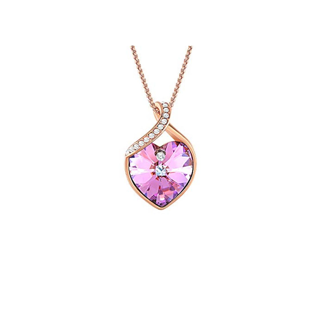 Product Angelady Corazón de Amor Chapado en Oro Rosa Collares para Mujeres Cristal