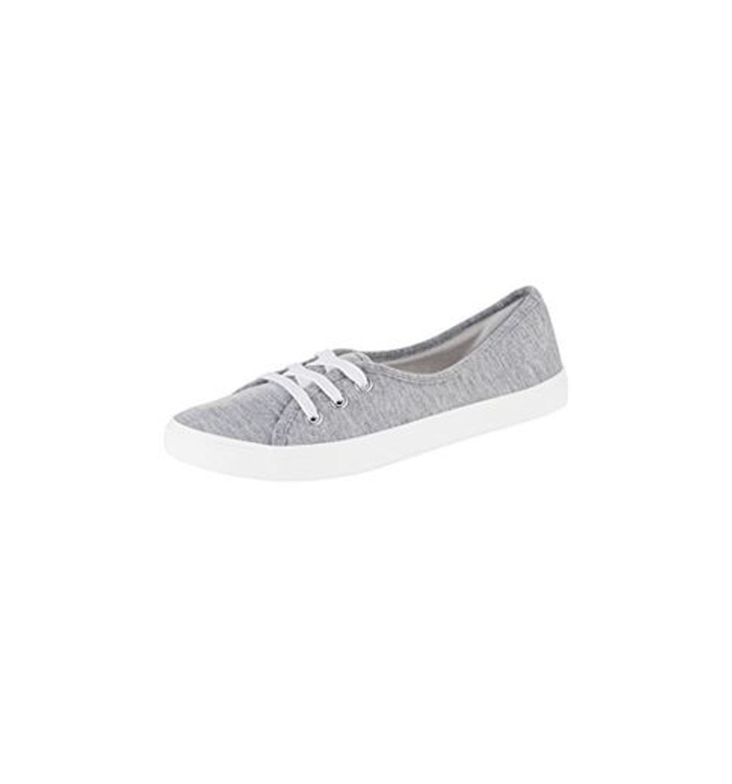 Products oodji Ultra Mujer Zapatillas de Tela Básicas de Algodón, Gris, 36 EU