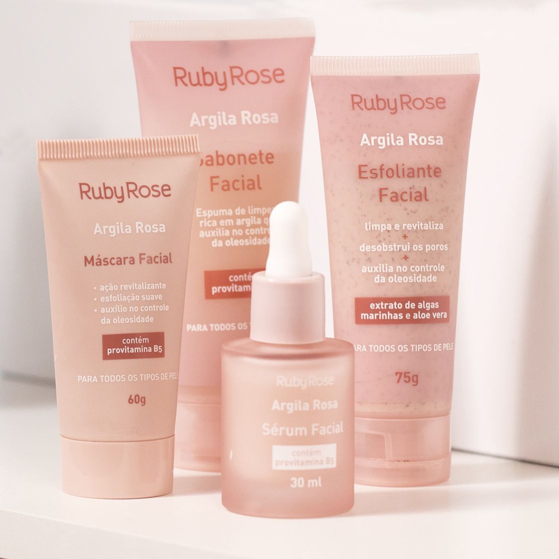 Moda KIT LINHA FACIAL ARGILA ROSA - RUBY ROSE 