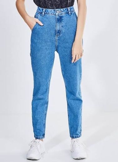 Calça Mom Cintura Alta em Jeans - Youcom