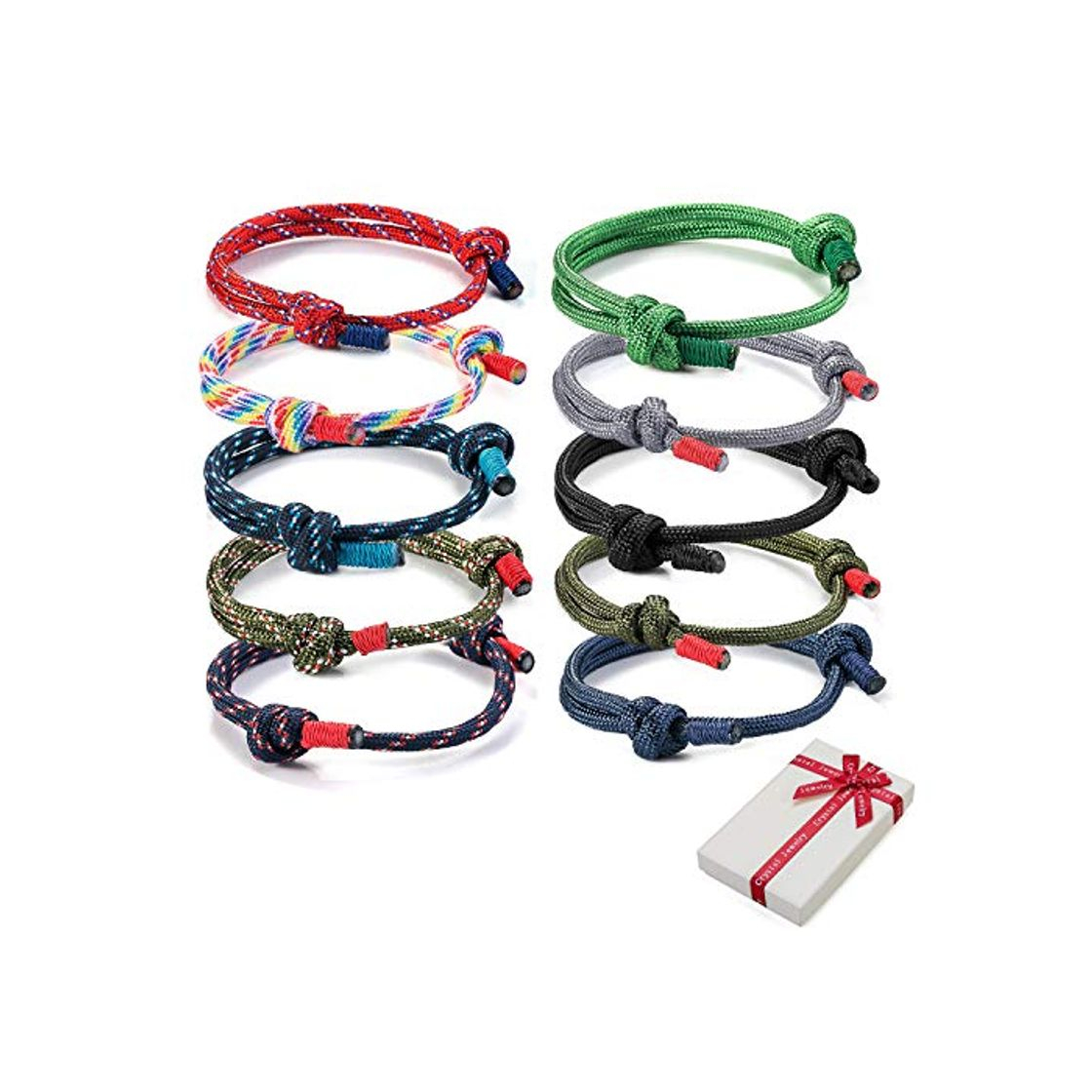 Social Juego de 10 Pulseras Trenzadas para Hombre Mujer