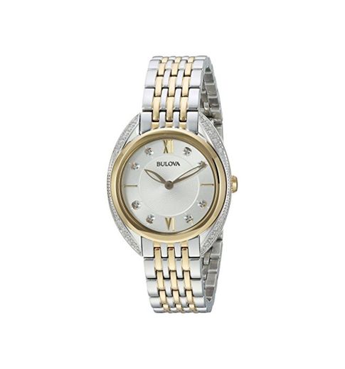 Bulova Reloj Cuarzo Acero Inoxidable Casual para Mujer, Color: de Dos Tonos