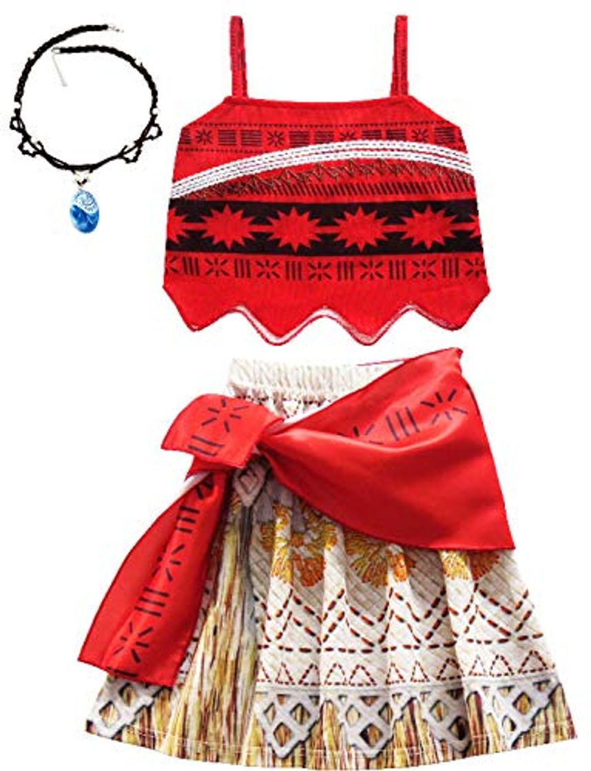 Products YOSICIL Moana Vaiana Disfraz niñas con Collar Vestido Bohemia con los Tirantes