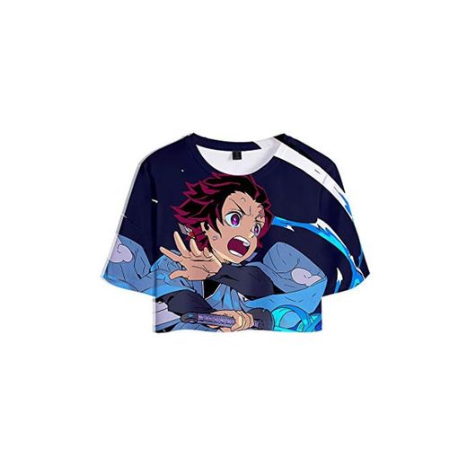 FEIRAN Anime Demon Slayer Kimetsu no Yaiba Camiseta Corta de Verano con Estampado 3D y Manga Corta para Mujer I Design XS