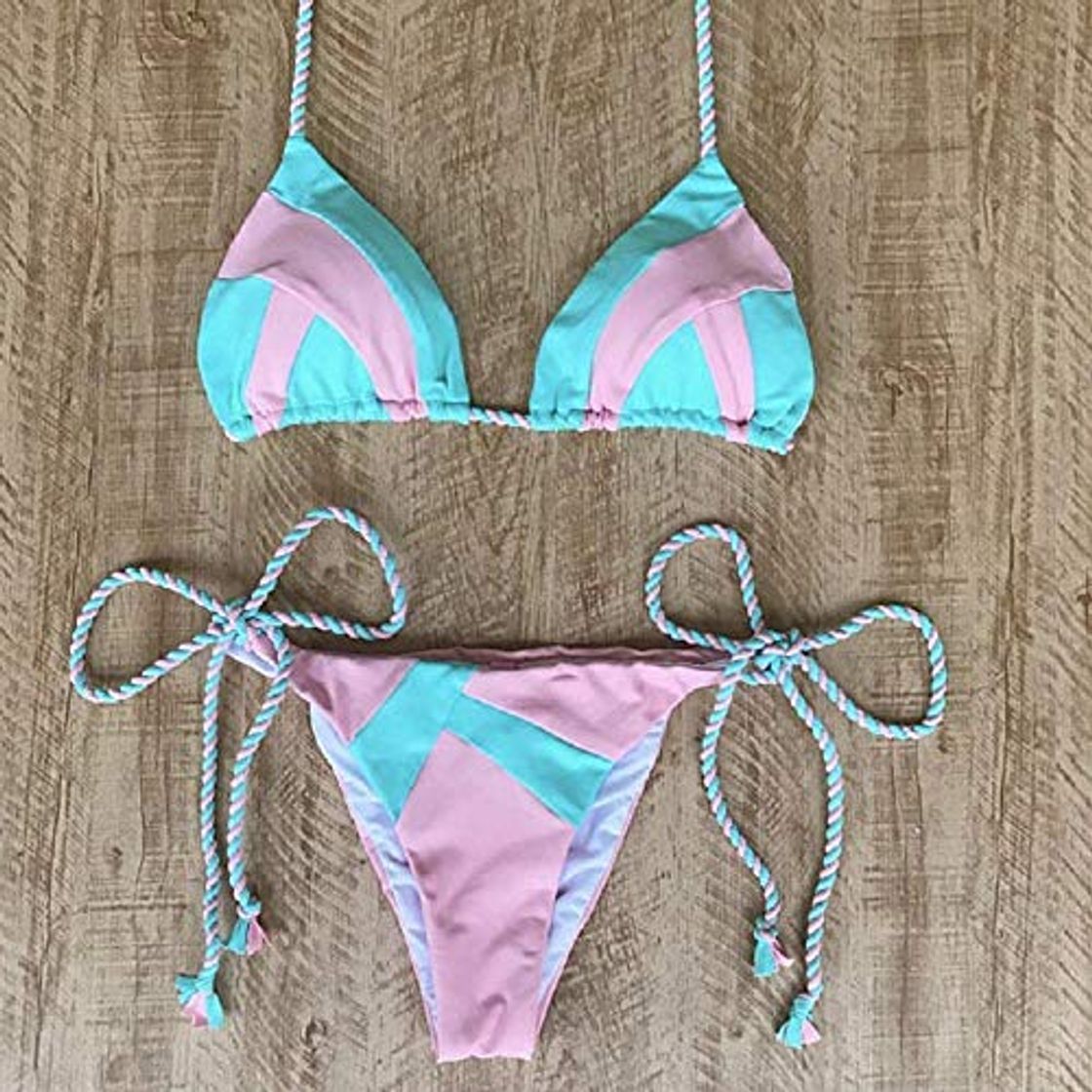 Moda Bikini Sexy Bikinis Women Swimsuit Bandage Halter Beach Wear Bathing Suits Push Up Swimwear Female Brazilian Bikini Set M Pinjie