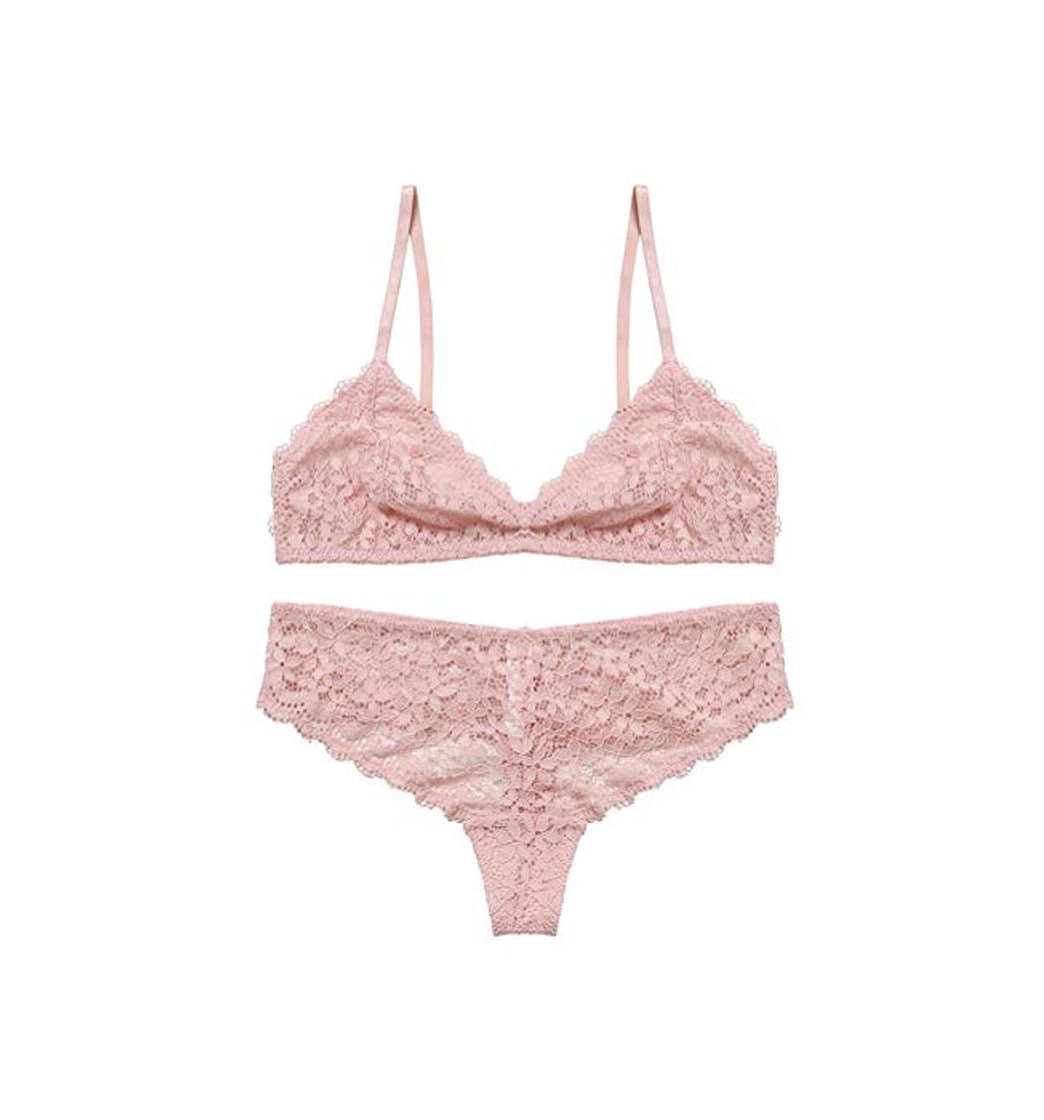 Product Awake Lingerie Selected Soft Lace Bralette Encaje y Bragas, Sexy Sujetador Transparente