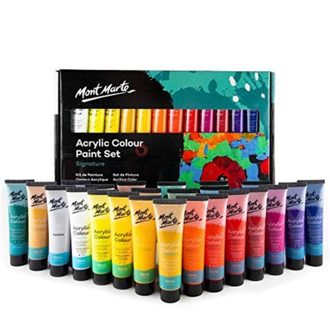 Social MONT MARTE Juego de Pintura Acrílica Premium - 24 piezas