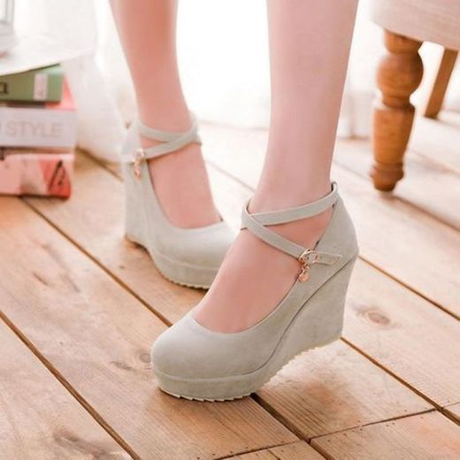 Cross Straps Platform Wedges Heels Shoes for Women 9050 (con ...