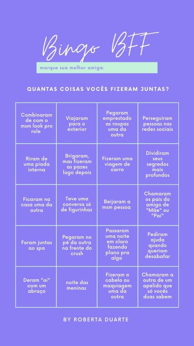 Fashion Bingo de bff 