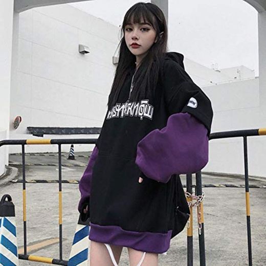 MU-PPX Sudadera con Capucha Y Estampado De Letras Streetwear Hip Hop Mujeres