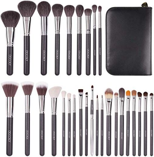 Docolor 29Pcs cepillos de maquillaje Set con funda de cuero