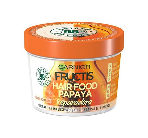Garnier Fructis Hair Food Papaya Mascarilla 3 en 1-3 Recipientes de 390