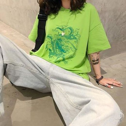 Giuliana Short-Sleeve Dragon Print T-Shirt / Long-Sleeve Dragon ...