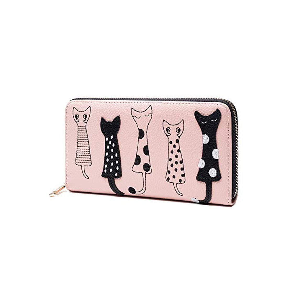 Producto OURBAG Cartera de Mujer Monedero Lindo del Gato Bolso Largo con Cremallera Rosa