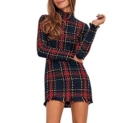 Vestido de Fiesta Sexy Corto Mini para Mujer Manga Larga Otoño Invierno