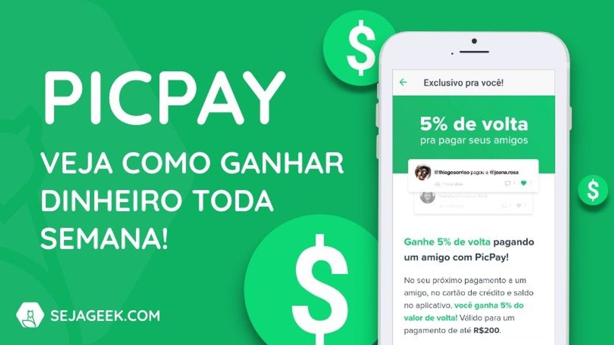 Social PicPay - Ganhe dinheiro de volta pagando suas contas 