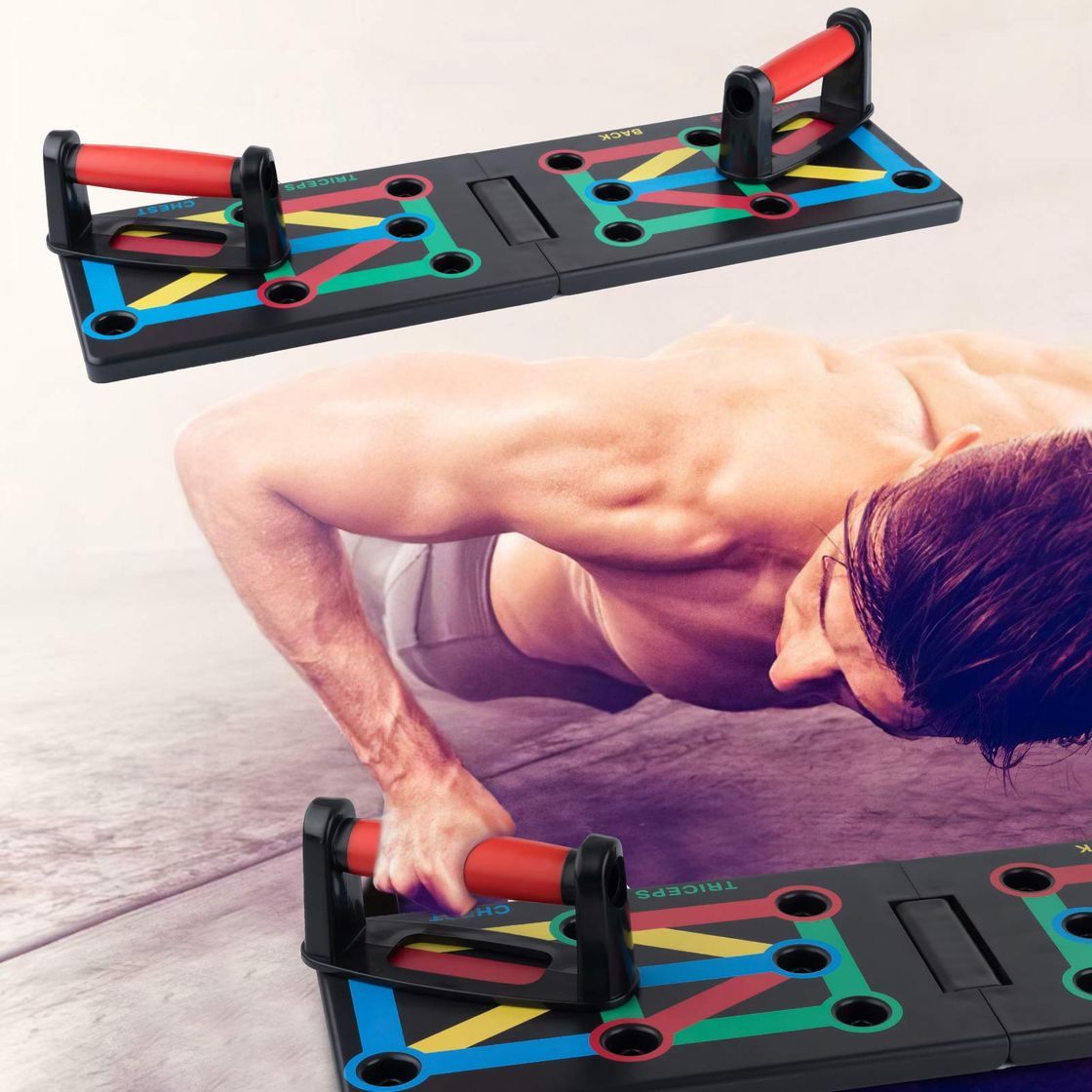 Social Surplex 9 en 1 Push Up Rack Board System Plegable Push Up Tabla Board Fitness Entrenamiento Gimnasio Ejercicio Stands para el Aptitud Ejercicio Entrenamiento Muscular del Cuerpo Deporte Gimnasio hogar