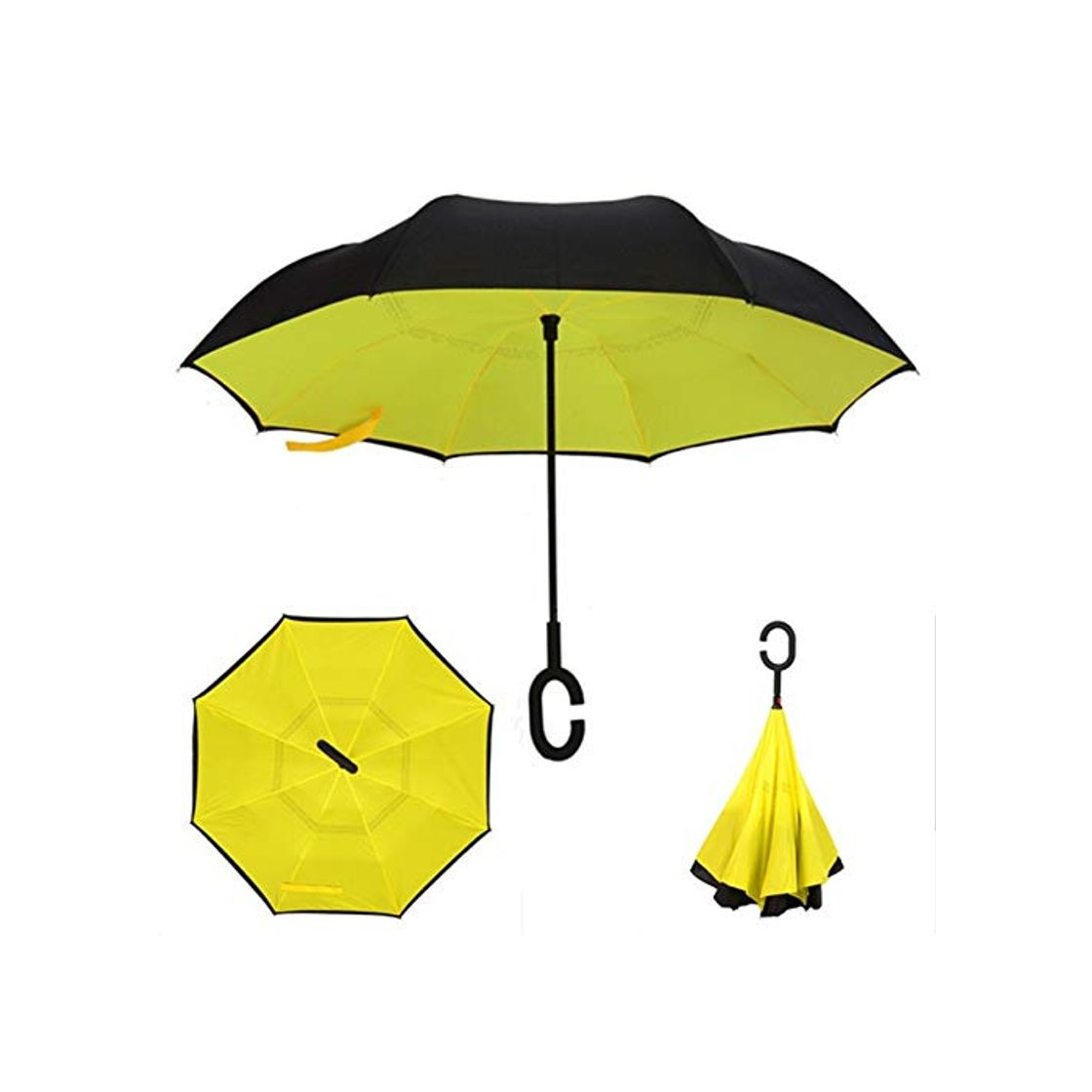 Product Jinqiuyuan Capa Doble Paraguas invertido Sun Parasol Lluvia de Las Mujeres inversa