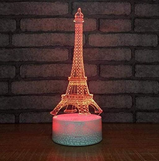 Creativo 7 colores Torre Eiffel Led Luz de noche Acrílico Óptico 3D Ilusión Abajur Lámpara de mesa Baby Sleep Night Light