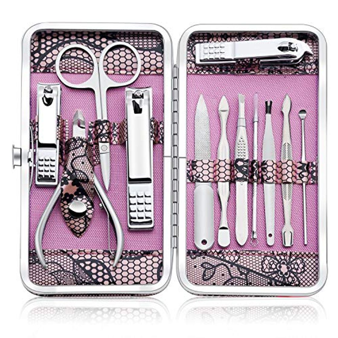 Social Set Manicura y Pedicura Corta Cuticulas Profesional - Cortauñas Acero Inoxidable Utensilios