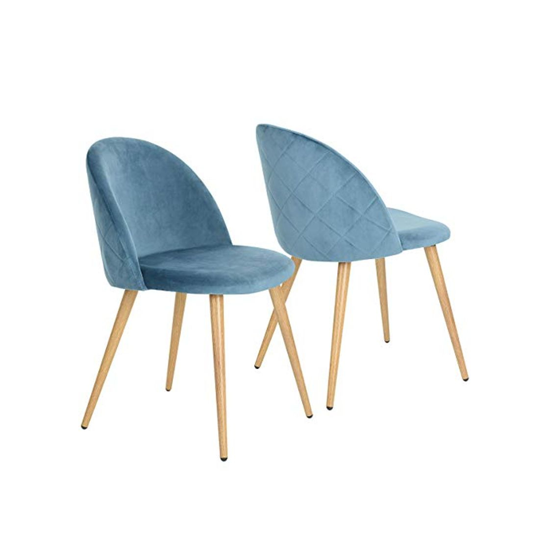 Social Coavas Juego de 2 Sillas Estilo Vintage Retro para Salón Tapizadas en Terciopelo Azul