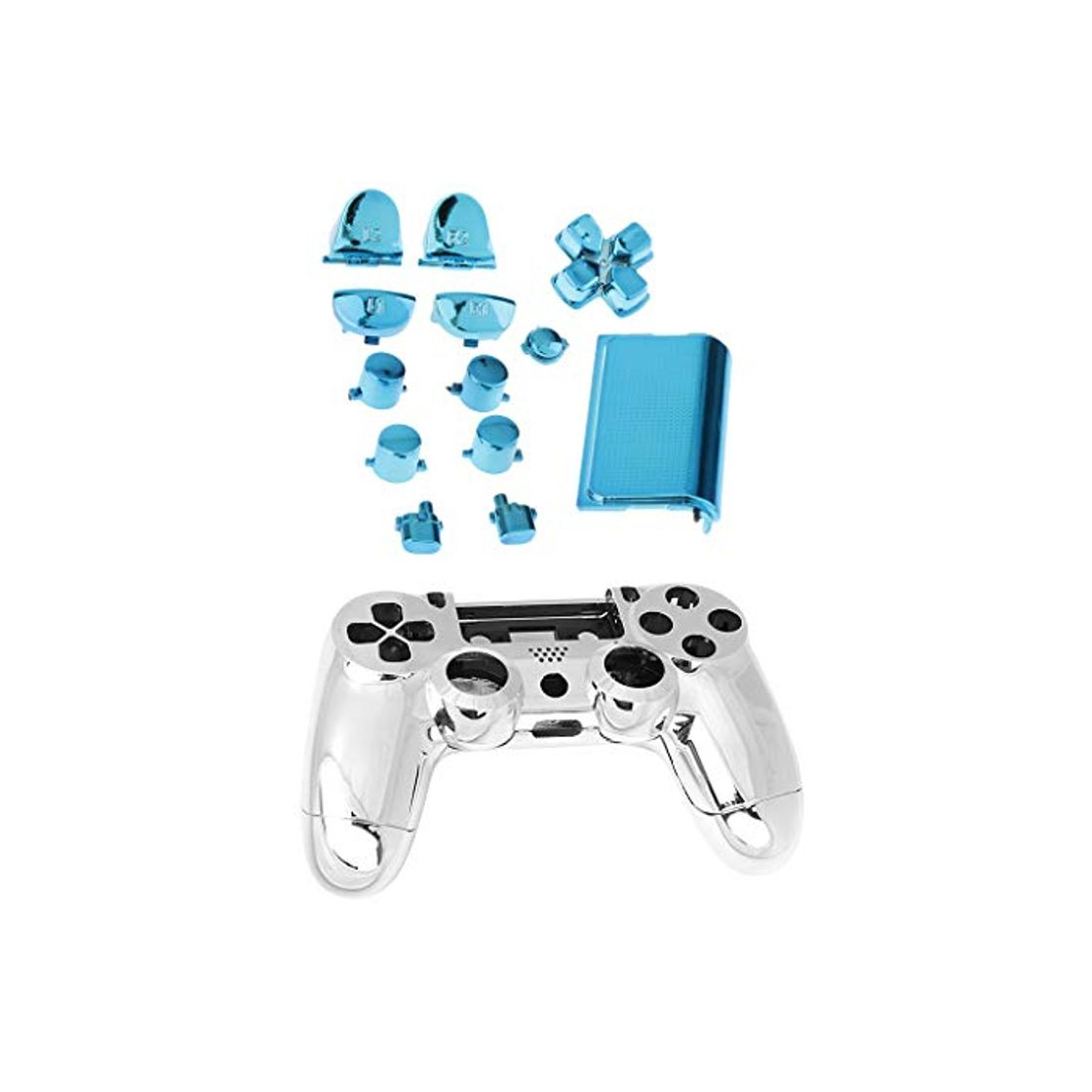 Social Funda Protectora Caso Carcasa Kit de Accesorios Botones Reemplazo para Sony PS4 Controlador Azul