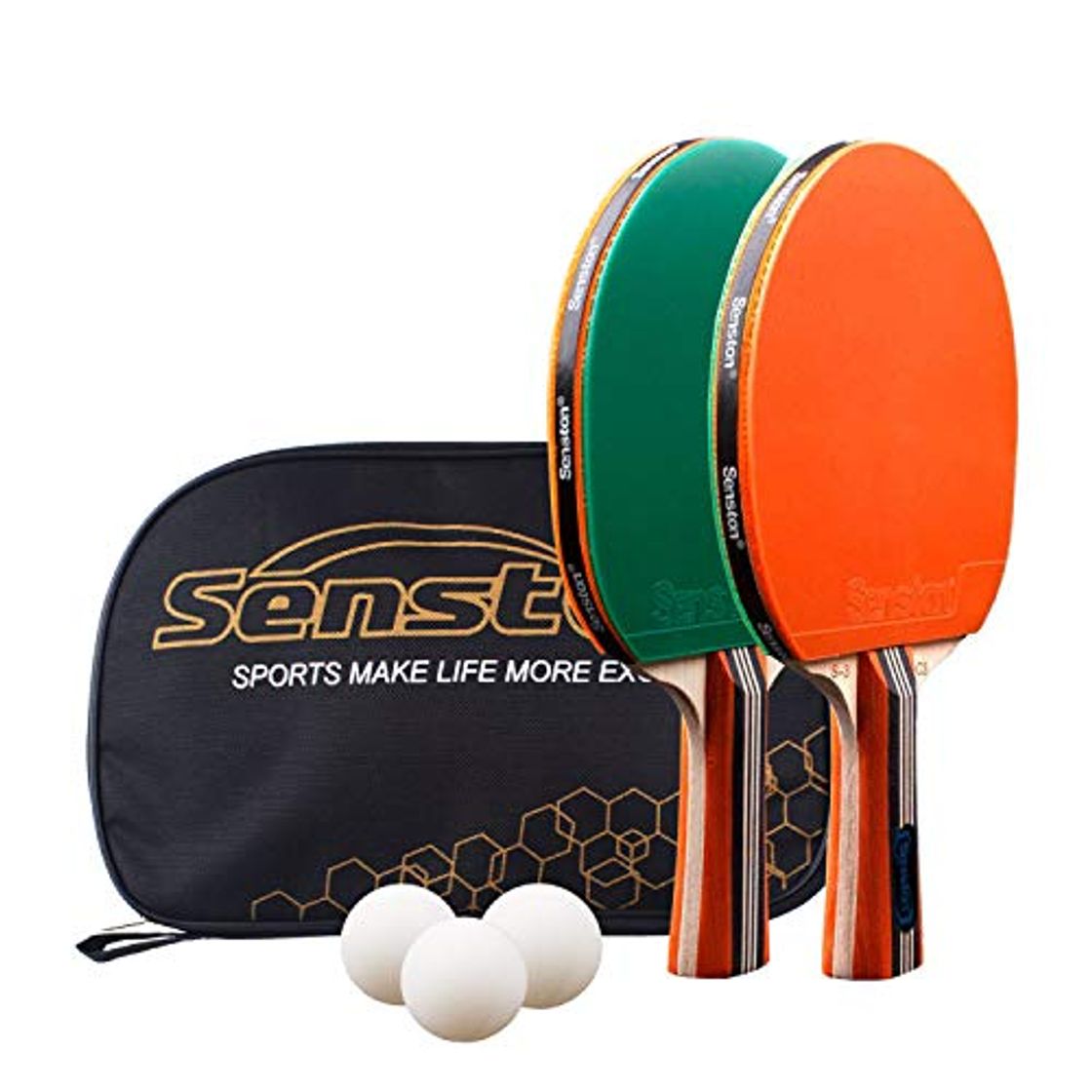 Producto Senston Palas Ping Pong, Pelotas Ping Pong Set, 2 Raquetas de Tenis