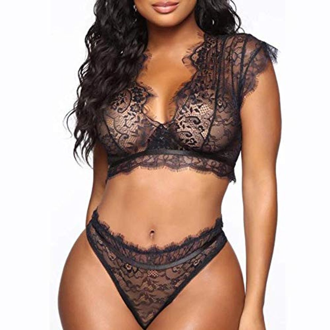 Producto Más El Tamaño De Las Mujeres Ropa Interior Atractiva De La Ropa Interior Transparente Del Cordón De Las Mujeres De La Muñeca De La Ropa Interior Trajes Atractivos Del Sujetador Calzoncillos Langerie Z